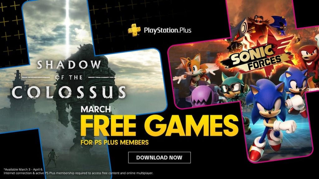 Resultado de imagem para PlayStation Plus | Março 2020 | Shadow of the Colossus + Sonic Forces