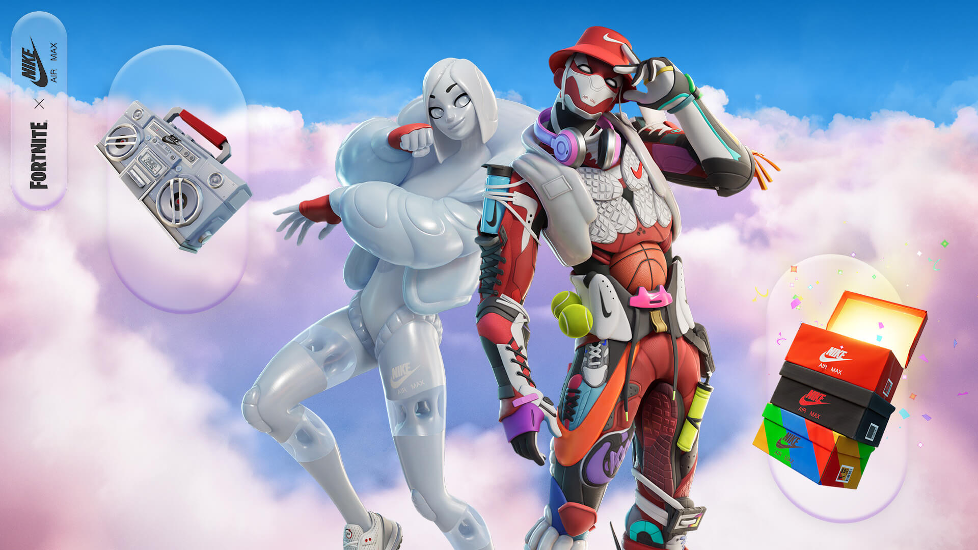 Trajes Aira e Max Maxximista do Fortnite