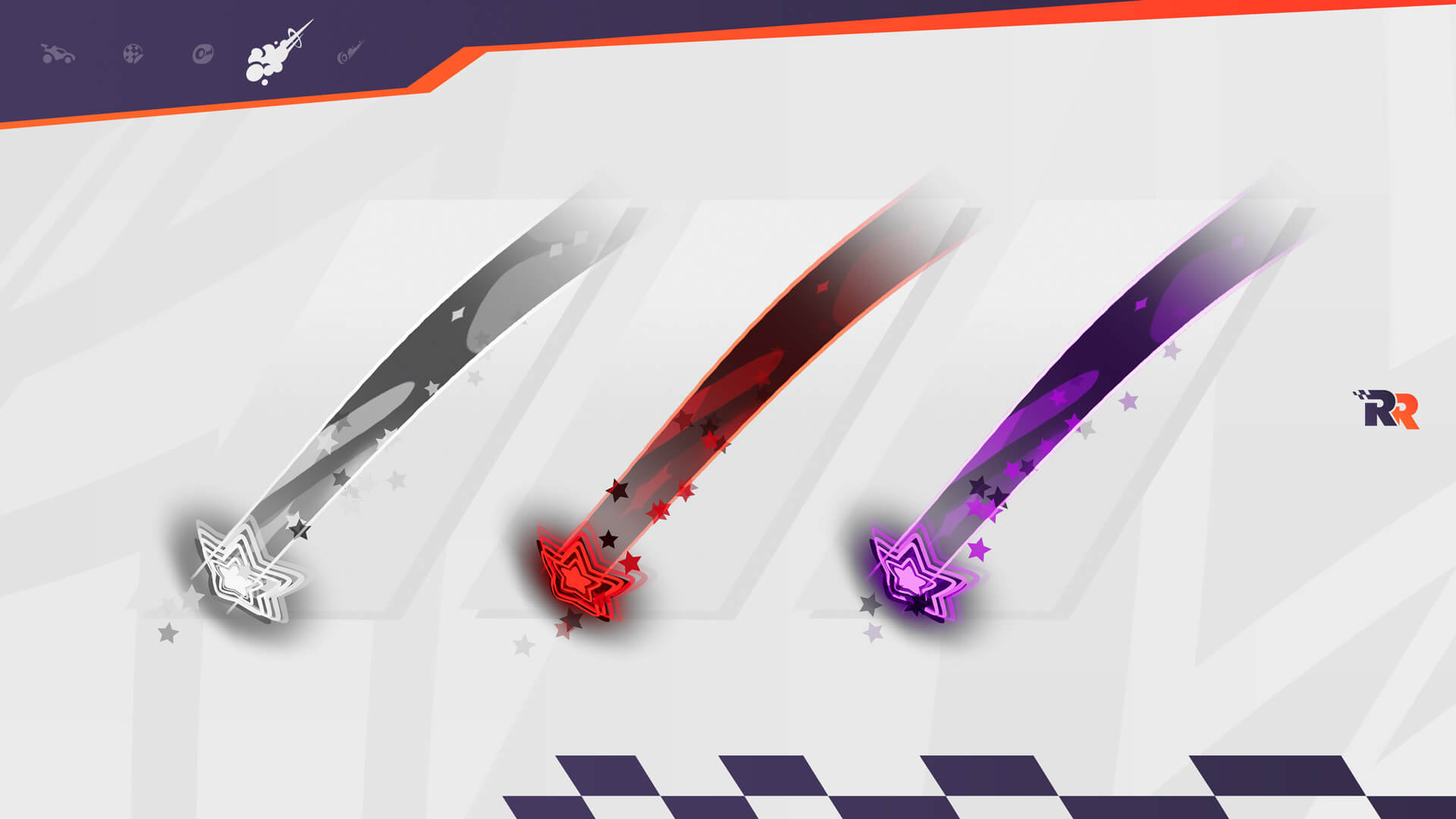 Fortnite Titanium White Starry Boost, Crimson Starry Boost, and Purple Starry Boost