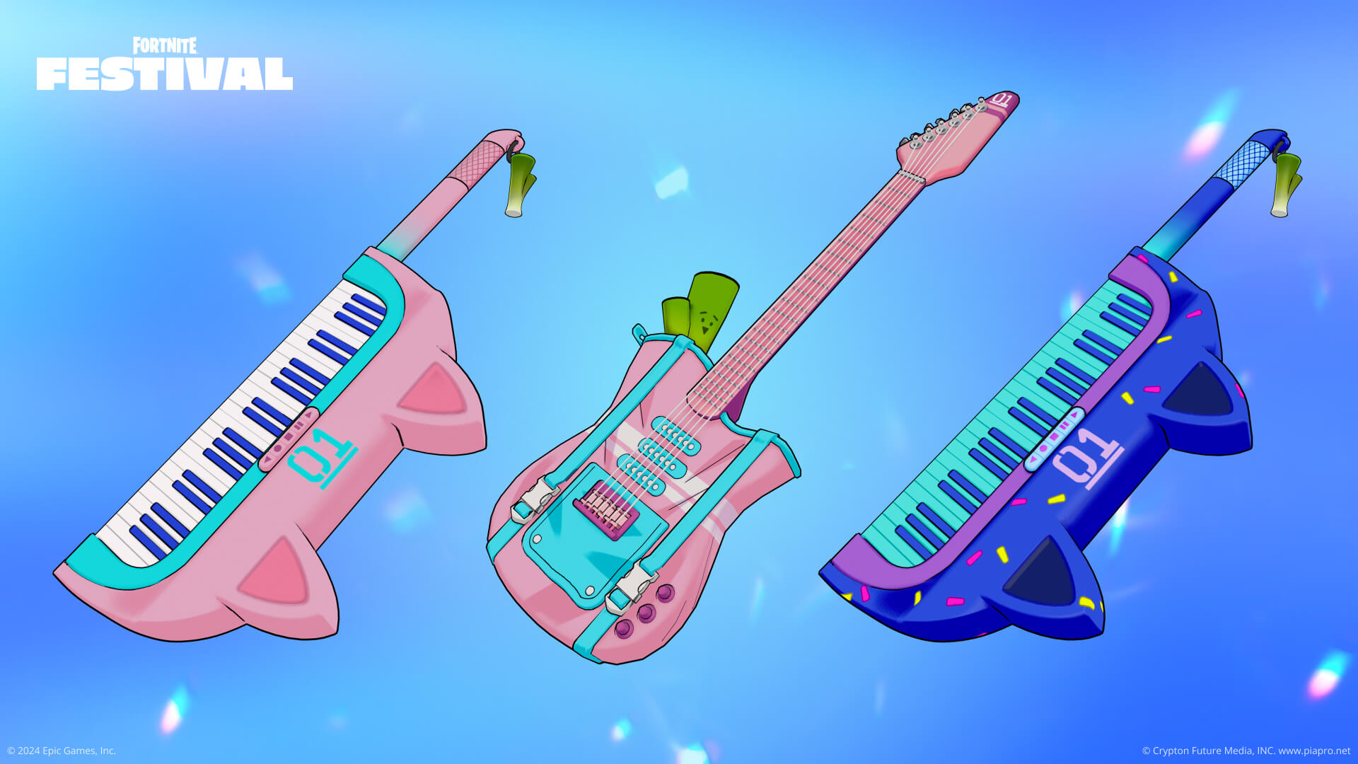 Fortnite Neko Miku Keytar, Neko Miku Guitar, and Miku Brite Style