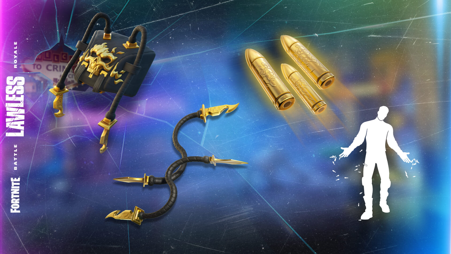 Fortnite Lawless Outlaws Knife Rack Back Bling Outlaws Whipknives Pickaxe Bullet Rider Glider Troubles Comin Emote