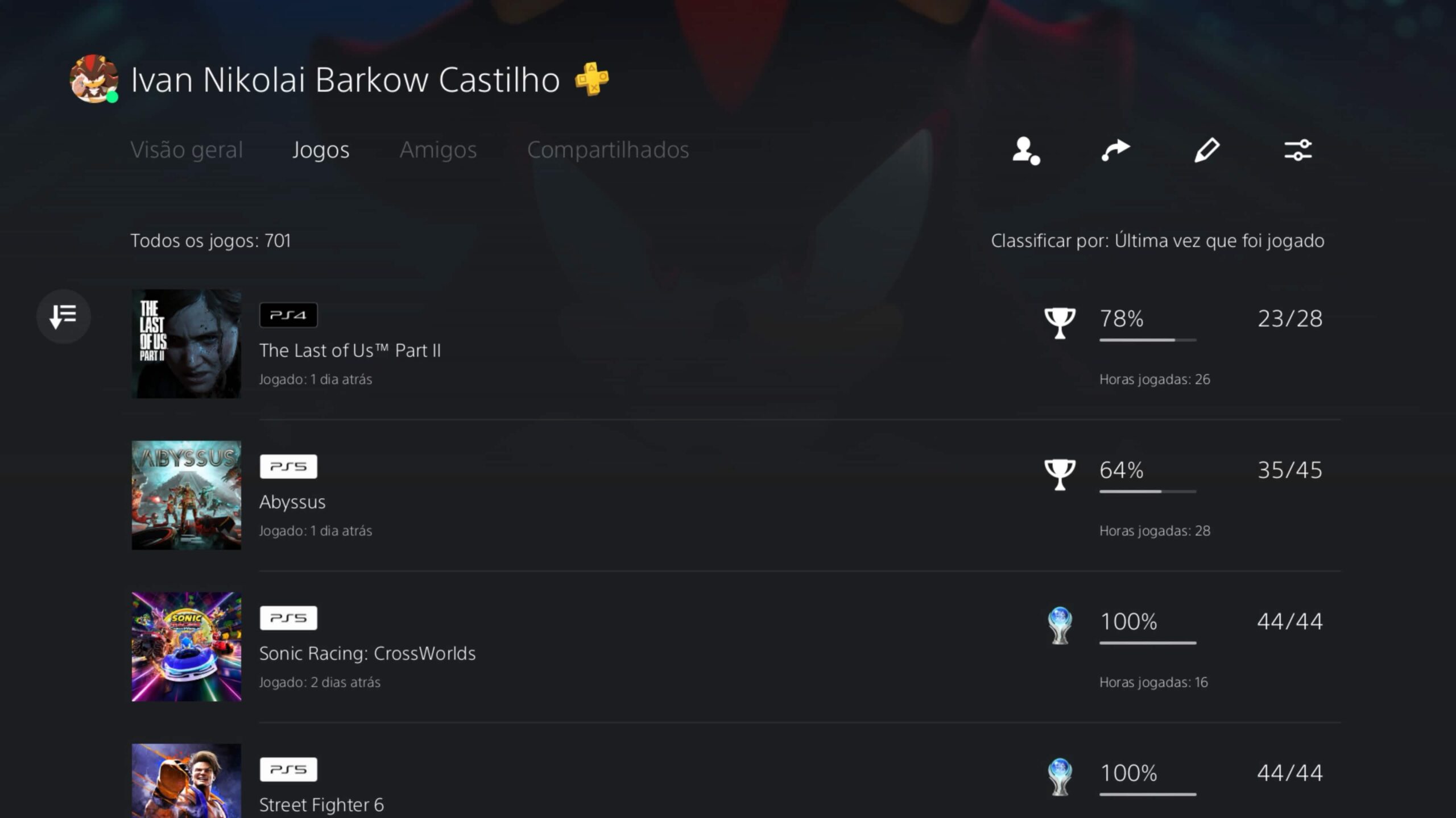 PS5 Jogos Perfil